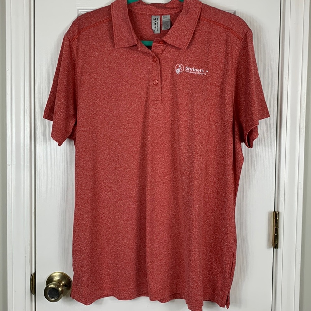 NWOT Clique charge active heather red short sleeved ladies golf polo XXL.